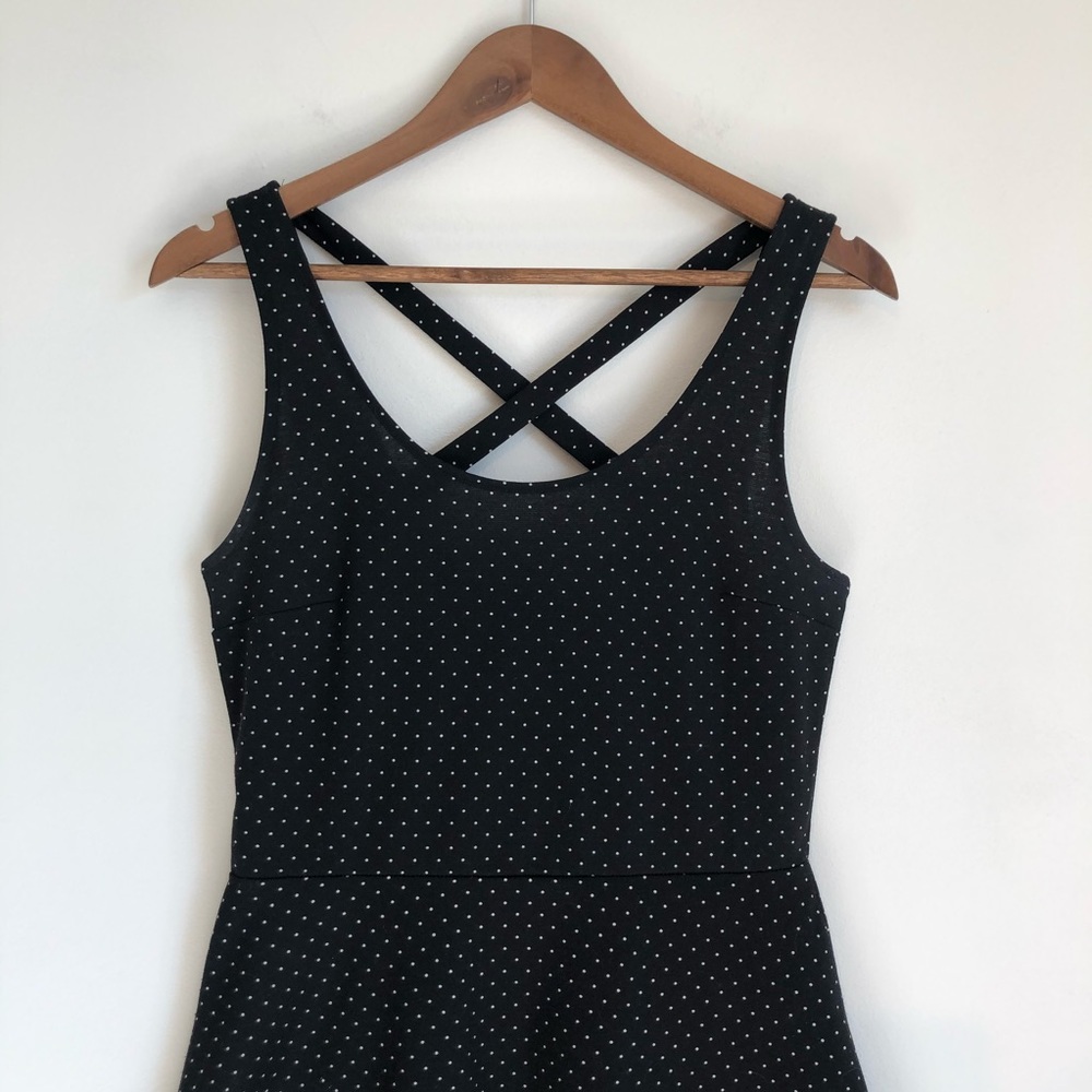 H&M Black Polka Dot Cross Strappy Skater Dress, S - Picture 12 of 16